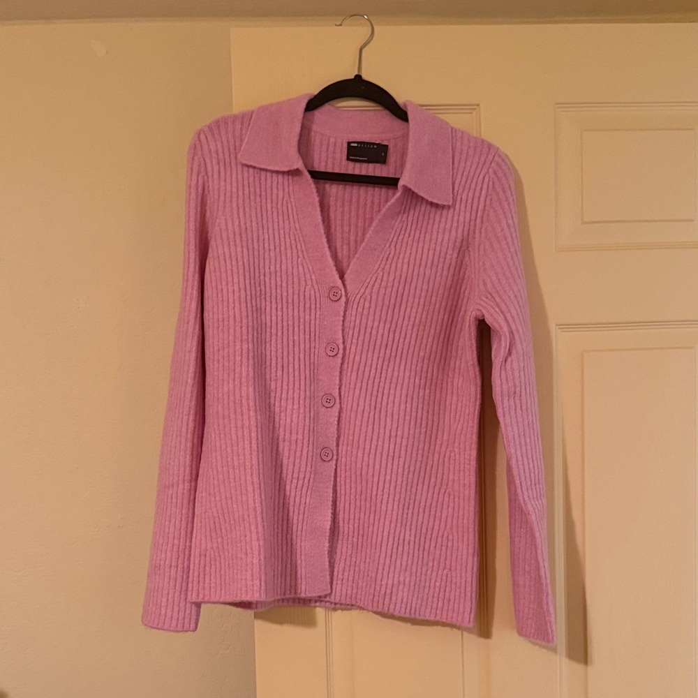 Pink Button-Up Women's Sweater